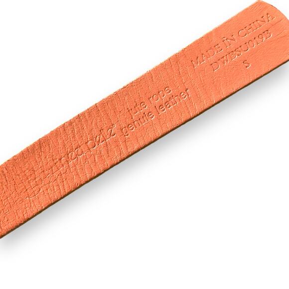 Linea Pelle Leather Link Jute Hip Sling Belt Sz S Orange Tan Ring Buckle Boho - Picture 9 of 9